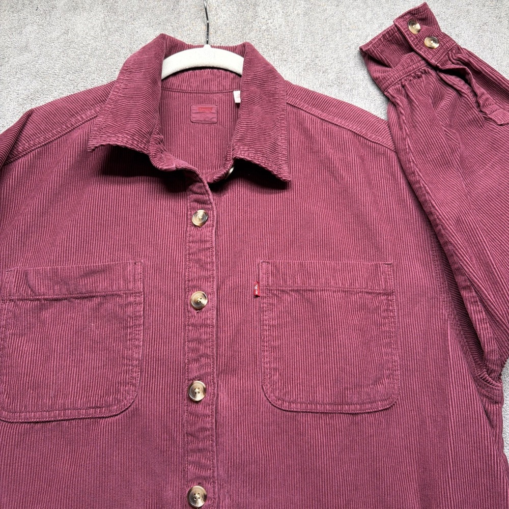 Levi's Women's Corduroy Shacket Button‎ Up Burgundy Overshirt XL